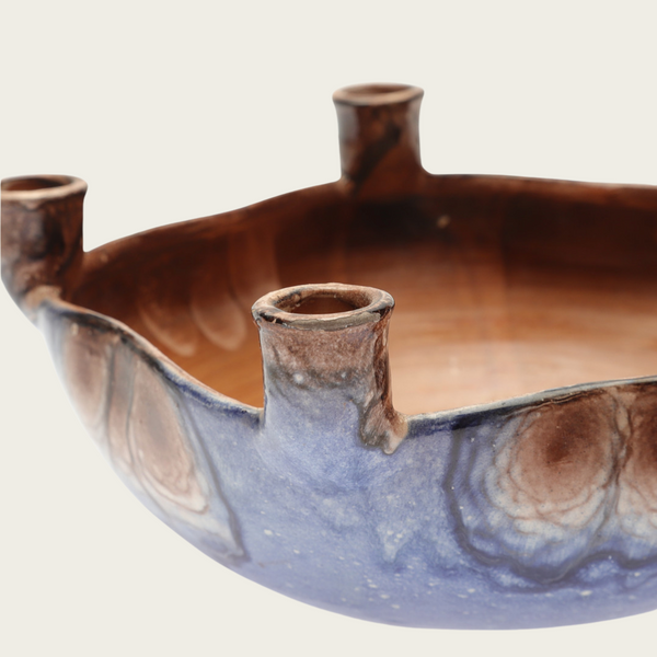 Ceramic Bowl with Integrated Candlesticks by Bo Fajans for Gefle