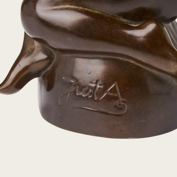 Art Deco Patinated Bronze Sculpture of Seated Woman By Just Andersen (1884 - 1943)