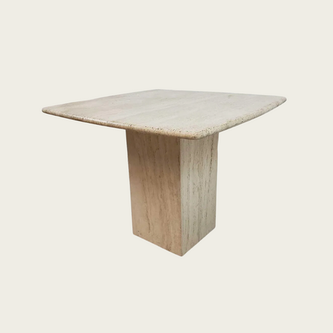 Italian Travertine Square Side Table