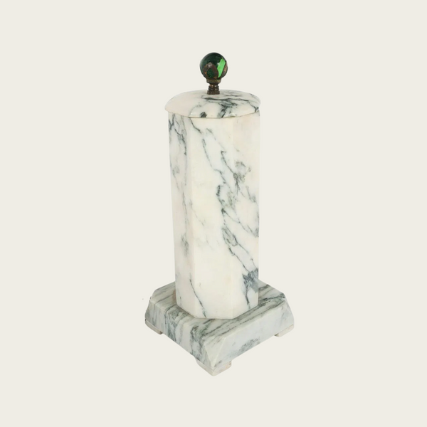 Solid Marble Lamp with Green Glass Finial