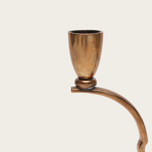 Pair of 1920s Swedish Sune Bäckström Model 9094 Art Deco Polished Bronze Candlesticks