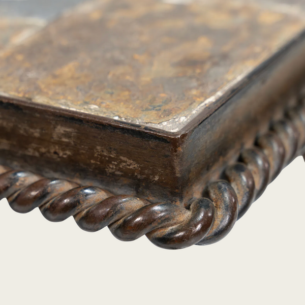 1970s Brutalist French Ferronnerie & Slate Slate Mosaic Coffee Table