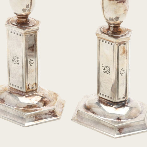Nickel Silver Art Deco Candle Holders By Just Andersen for GAB Sweden