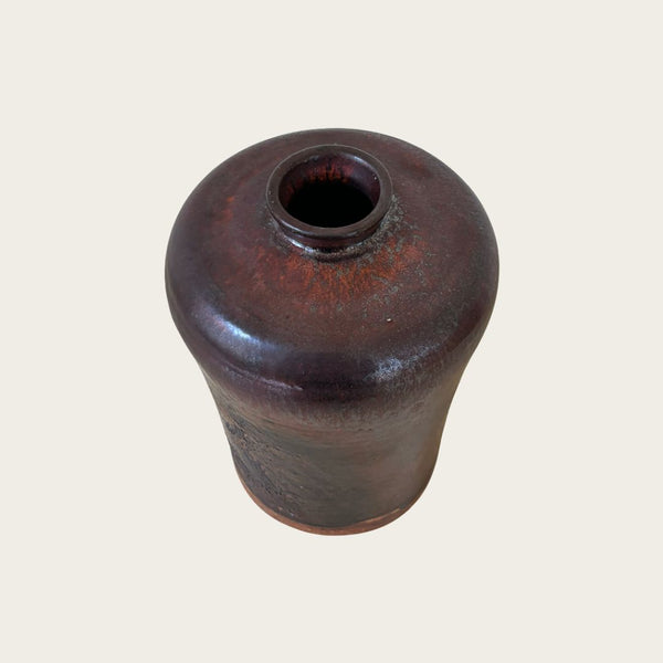 Japanese Modernist Ceramic Vase with Gunmetal Glaze
