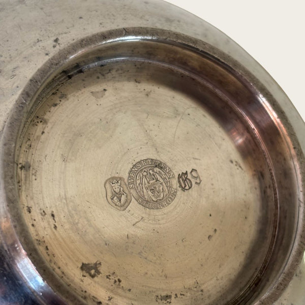 1930s Footed Art Deco Polished Pewter Vase by Nils Fougstedt for Svenskt Tenn