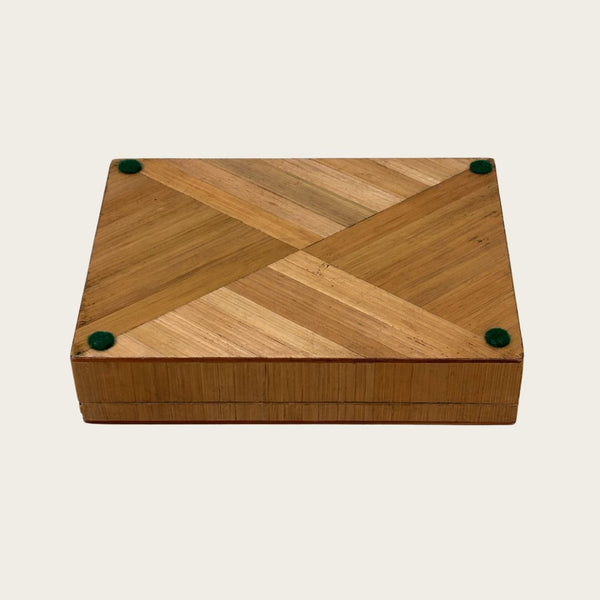 French Straw Marquetry Box In the Style of Jean Michel Frank