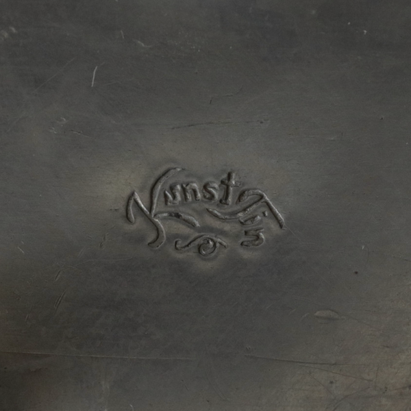 Pewter Footed Vase with Floral Relief by Kunst Tin