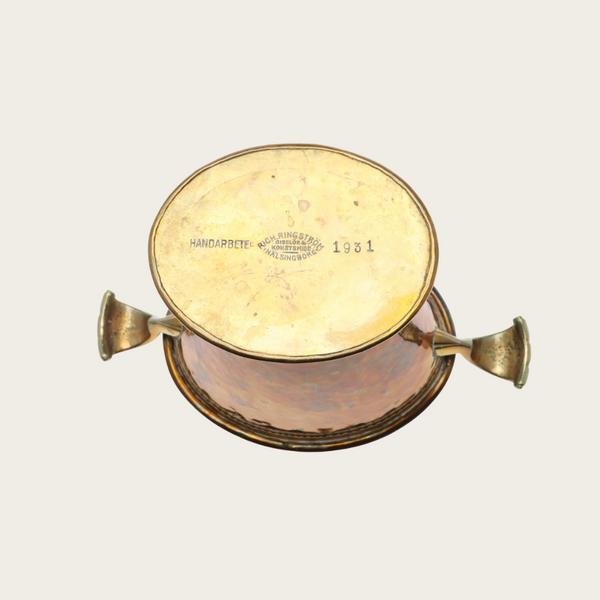 1931 Swedish Grace Brass Vase with Decorative Hangers