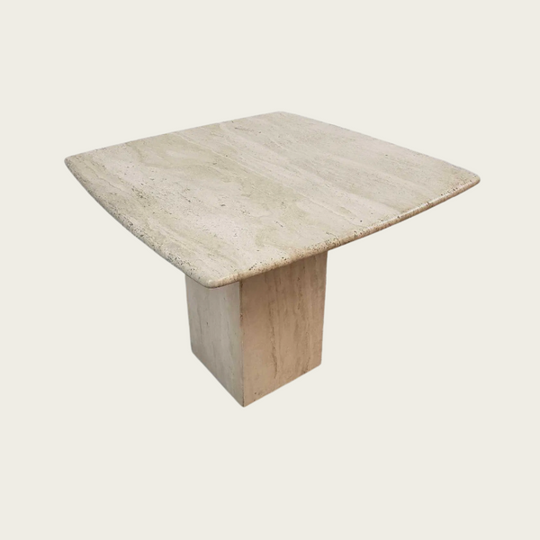 Italian Travertine Square Side Table