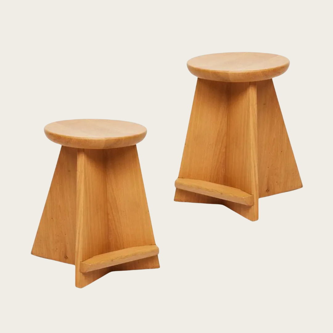 Modernist Solid Oak Counter Stool