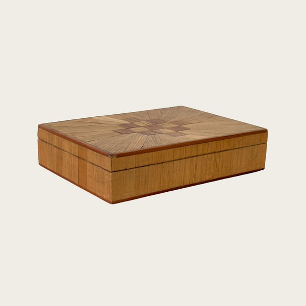 French Straw Marquetry Box In the Style of Jean Michel Frank