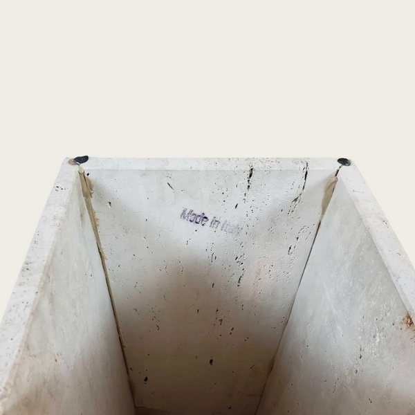 Italian Travertine Square Side Table