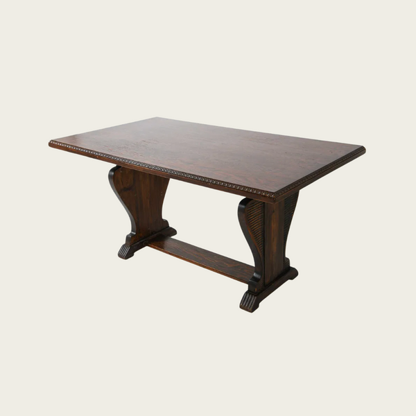 1940s Swedish Art Deco Pine Trestle Dining Table