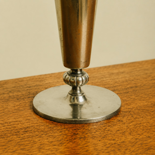 Polished Pewter Vase by GAB Tenn with Flower Relief