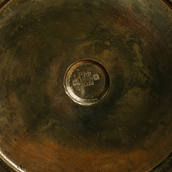 Polished Pewter Vase by GAB Tenn with Flower Relief