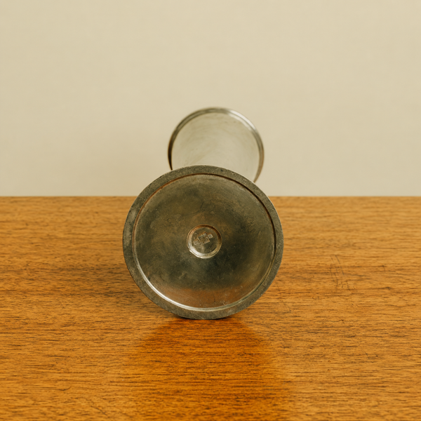 Polished Pewter Vase by GAB Tenn with Flower Relief
