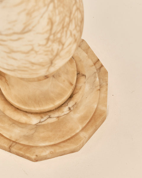 Hand Carved Variegated Alabaster Pedestal