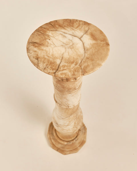 Hand Carved Variegated Alabaster Pedestal