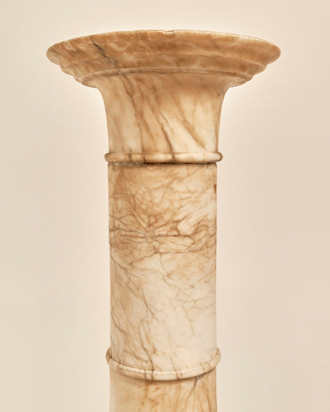 Hand Carved Variegated Alabaster Pedestal