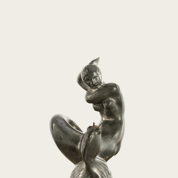 Pewter Dish with Mermaid and Fish Centerpiece