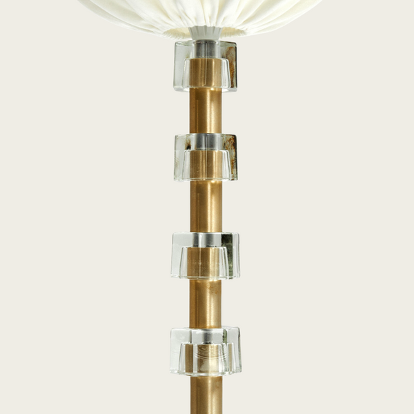 1960's Swedish Glass and Brass Floor Lamp by Carl Fagerlund for Orrefors