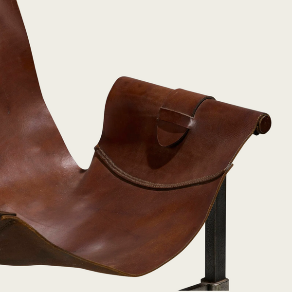 1965 Brutalist Leather and Steel Sling Chair