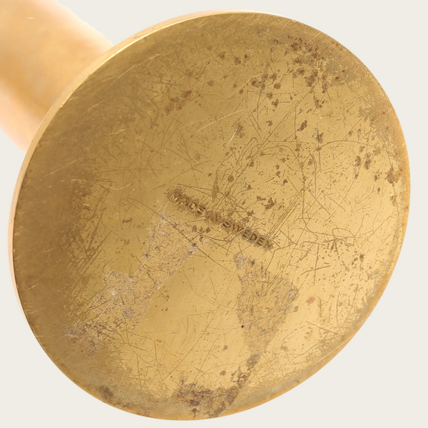 Swedish Brass Bud Vase or Candle Holder With Squiggle Detail