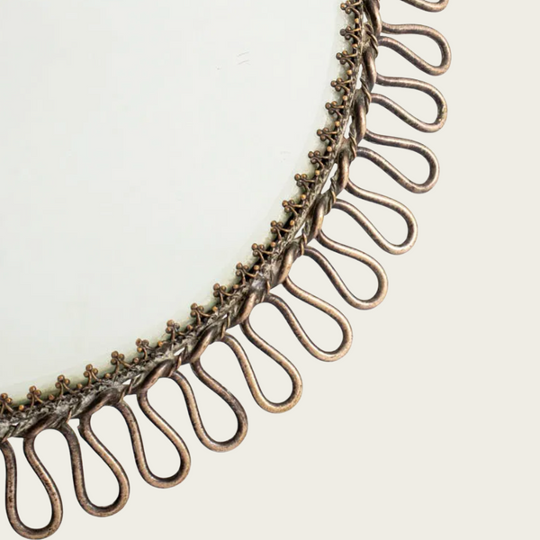 1940's French Brass Table Mirror with Spiral Design