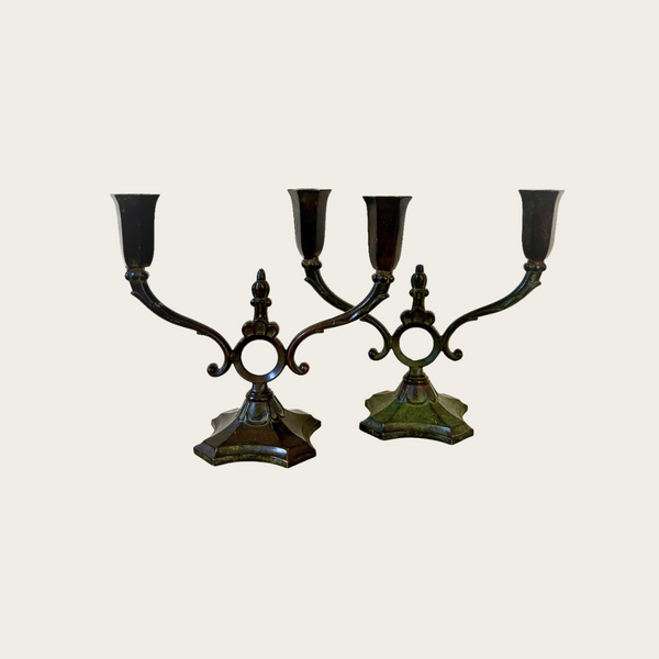 1930s Bronze Candlestick by Ystad Brons