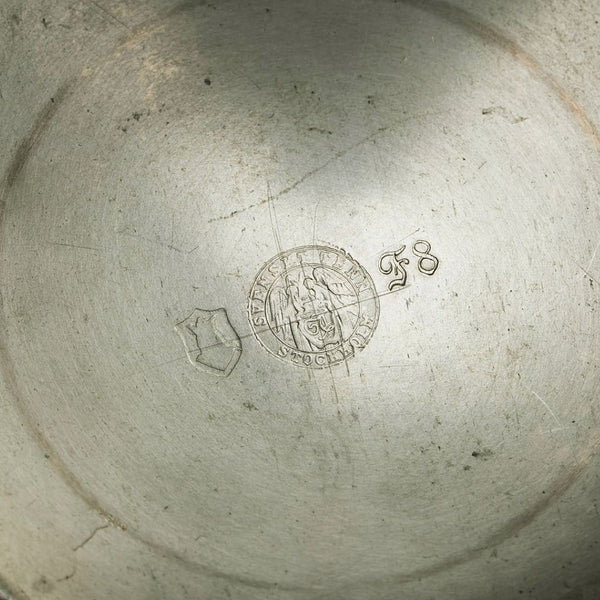 1932 Polished Pewter Footed Dish Engraved with Garlands and Stars by Svenskt Tenn