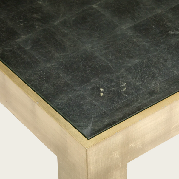 Modernist Silver Leaf Brushed Mirrored Coffee Table