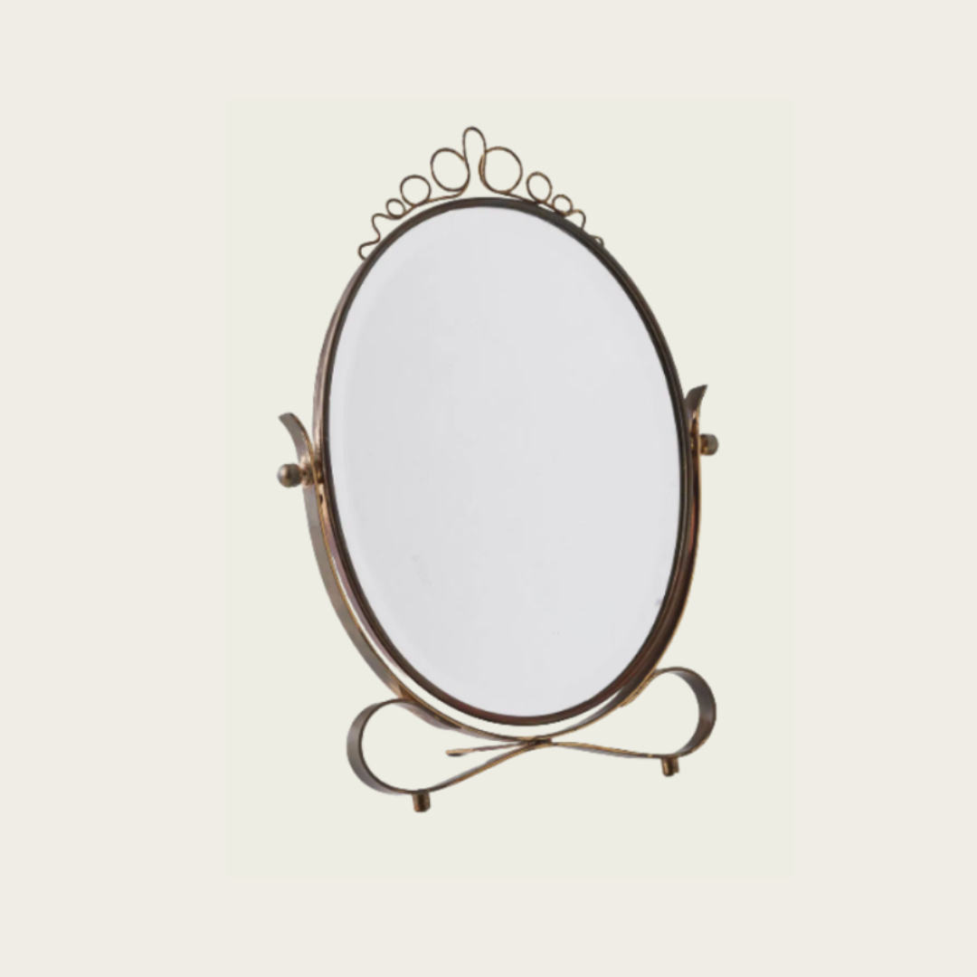 Italian Brass Table Mirror in the Manner of Gio Ponti