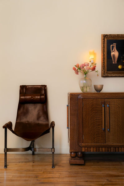 1965 Brutalist Leather and Steel Sling Chair