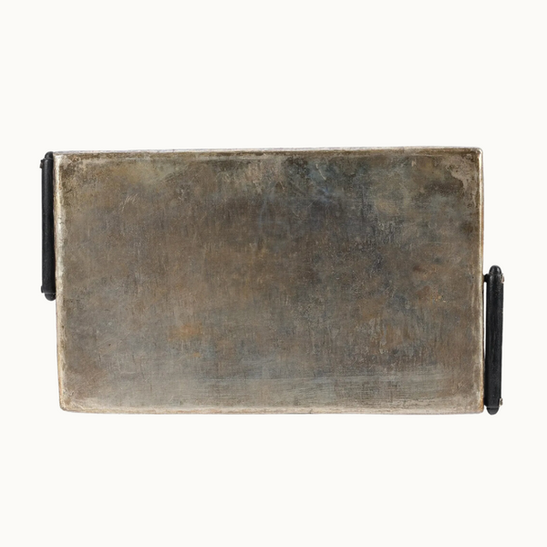 1930's Patinated Nickel Silver Art Deco Tray with Bakelite Handles