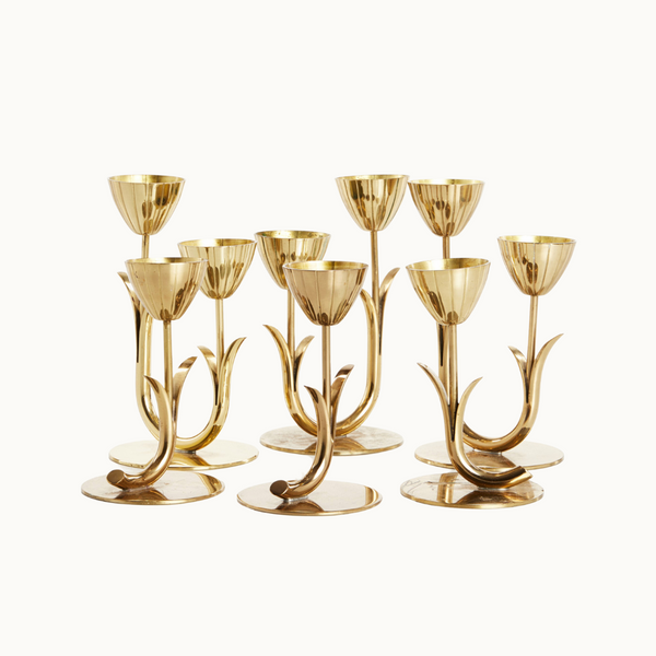 1950s Brass Tulip Candle Holders by Gunnar Ander for Ystad Metall