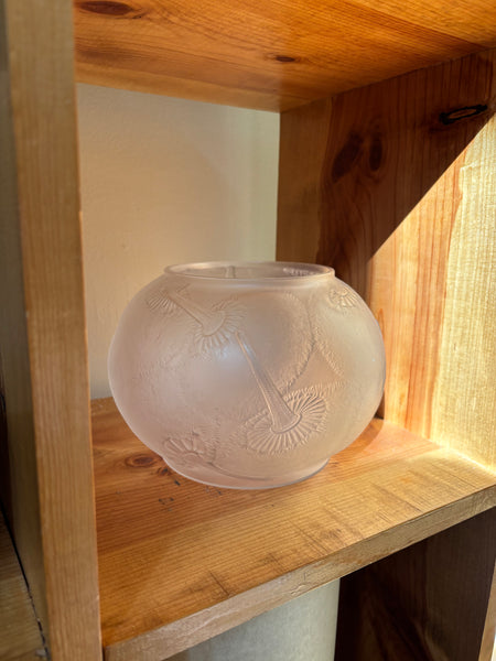 1950s René Lalique Frosted Glass Du Barry Wide Mouth Vessel