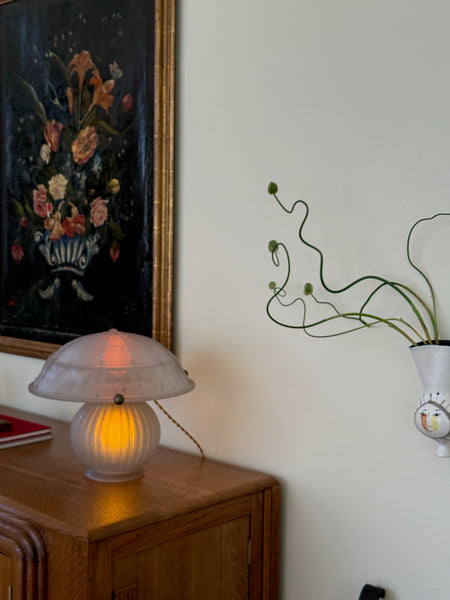 1930s Daum Nancy Art Deco Lamp with Frosted Glass Shade