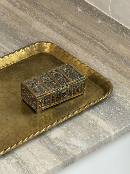 Rectangular Brass Tray with Folded Rope Edge Detail by Pierre Forsell