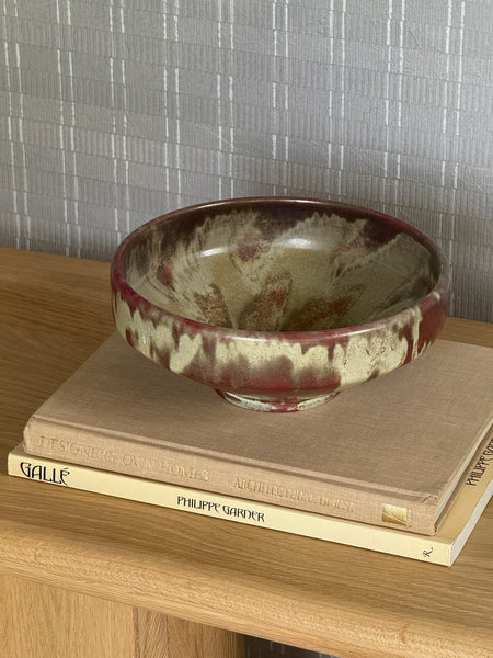 1940s Swedish Andersson & Johansson Earthenware Footed Bowl With Flared Rim