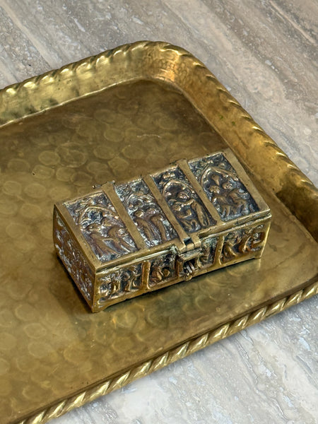 1950s Patinated Brass Relief Box