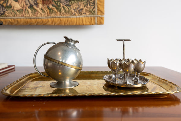 1930s Art Deco Swedish Polished Pewter Handled Vase/Jug by JL Hultman for Svenskt Tenn