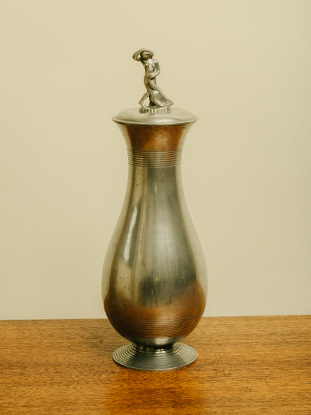 1930s Polished Pewter Lidded Urn by C.G Hallberg, attributed to Sylvia Stave