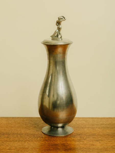 1930s Polished Pewter Lidded Urn by C.G Hallberg, attributed to Sylvia Stave