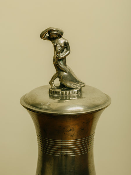 1930s Polished Pewter Lidded Urn by C.G Hallberg, attributed to Sylvia Stave
