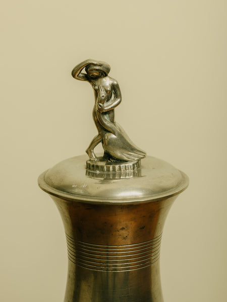 1930s Polished Pewter Lidded Urn by C.G Hallberg, attributed to Sylvia Stave
