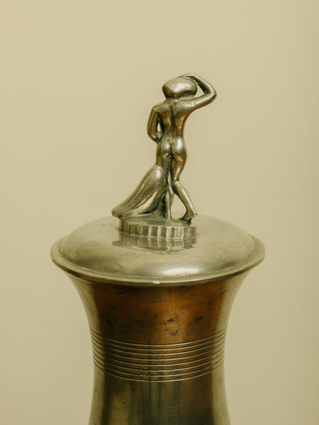 1930s Polished Pewter Lidded Urn by C.G Hallberg, attributed to Sylvia Stave