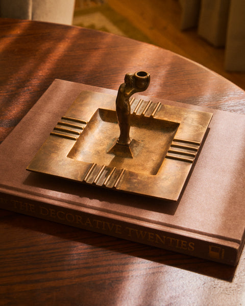 Sculptural Bronze Ashtray with Figurative Woman