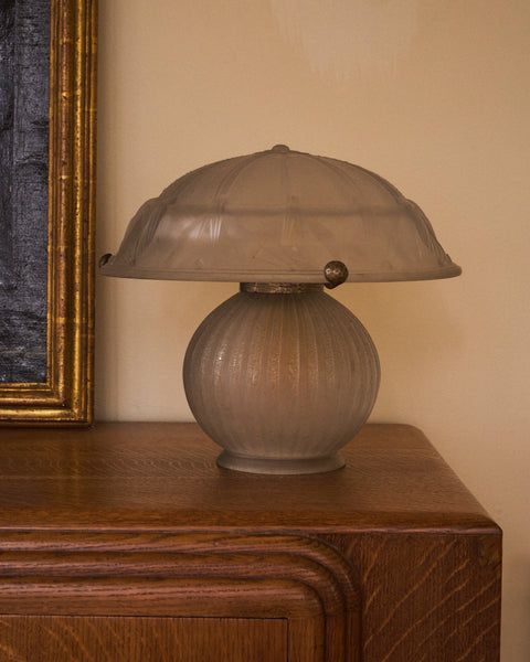 1930s Daum Nancy Art Deco Lamp with Frosted Glass Shade