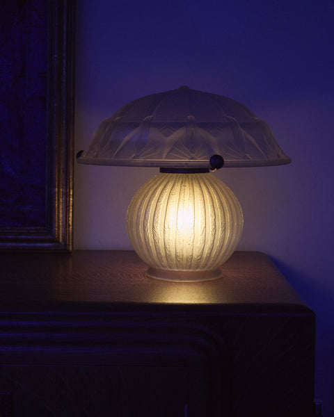 1930s Daum Nancy Art Deco Lamp with Frosted Glass Shade