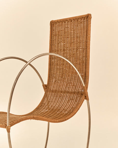 Rattan and Steel Hoop Chair